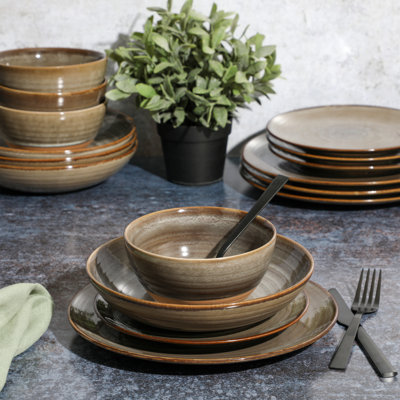 Gibson Elite 16 Piece Dreamweaver Double Bowl Terracotta Reactive